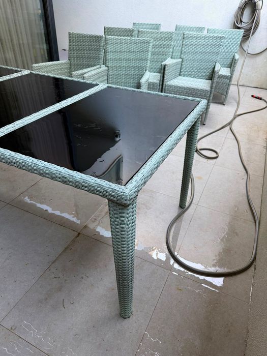 Conjunto jardim mesa e 8 cadeiras