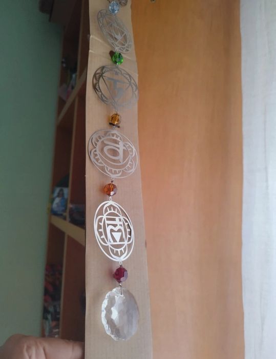 Pendente 7 Chacras con cristal multifacetado 
Pendente com cristal mul