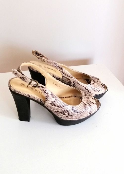 panterkowe buty szpilki sandały koturny na wysokim obcasie 39 w centki