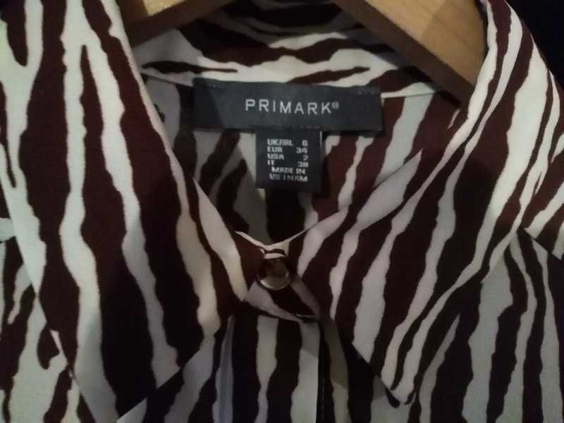 Koszula zebra motyw zwierzęcy Primark 6 XS 34 brąz 8 S 36