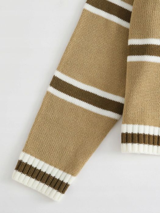 Sweter Casual W Paski Z Obniżonymi Ramionami L 40