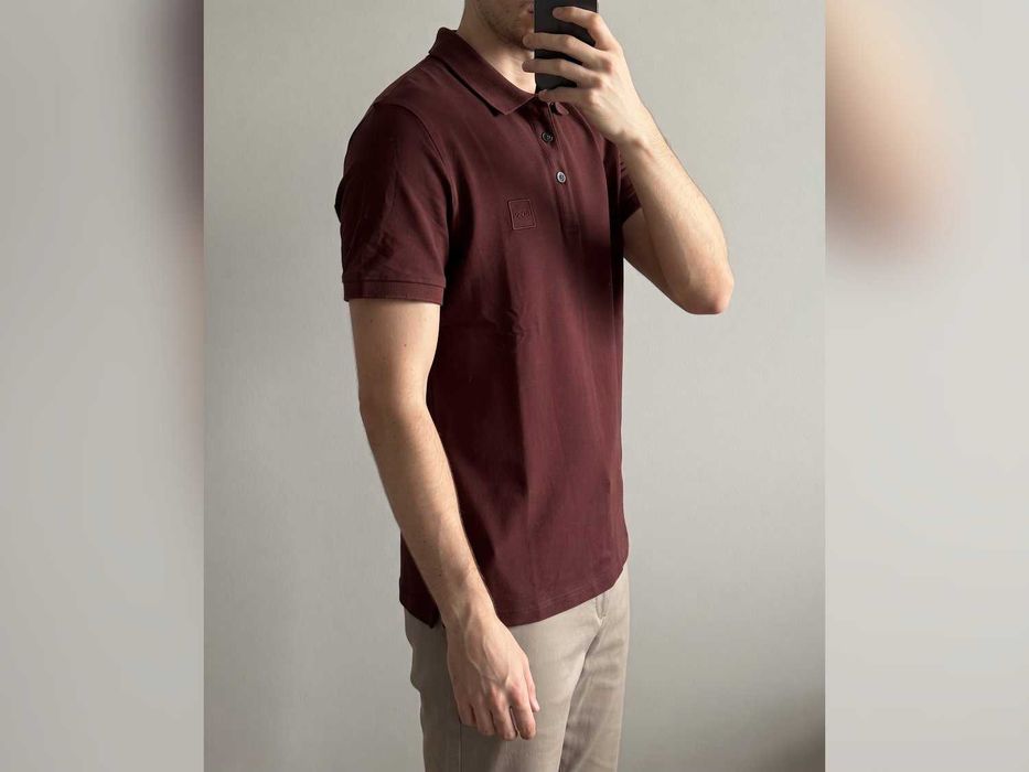 koszula Boss burgundowa polo krótkim rękawem S