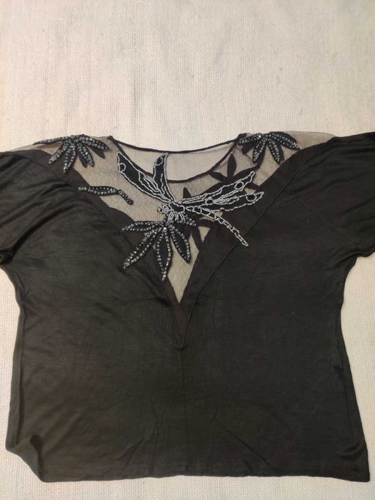 Bluzka czarna, wieczorowa z cekinami i koralikami