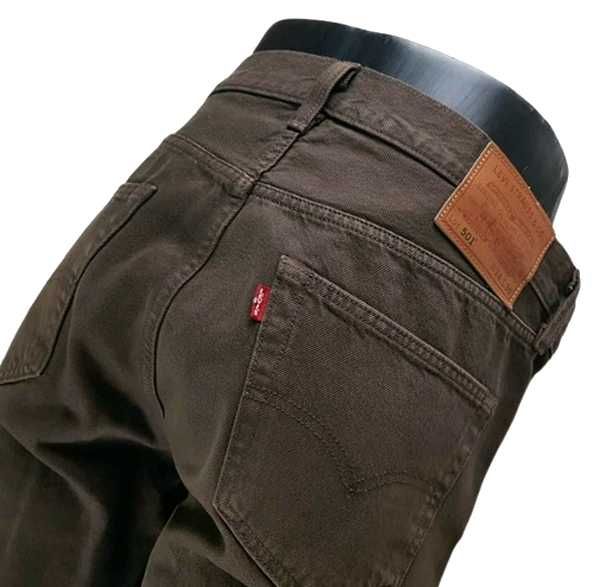 Brązowe męskie jeansy Levi's 501 oryg. skrócone nogawki Levis -W34/L30