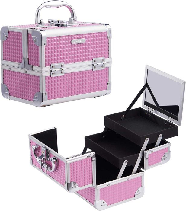 Mala para maquilhagem, cor rosa, 19.5x15x16 cm