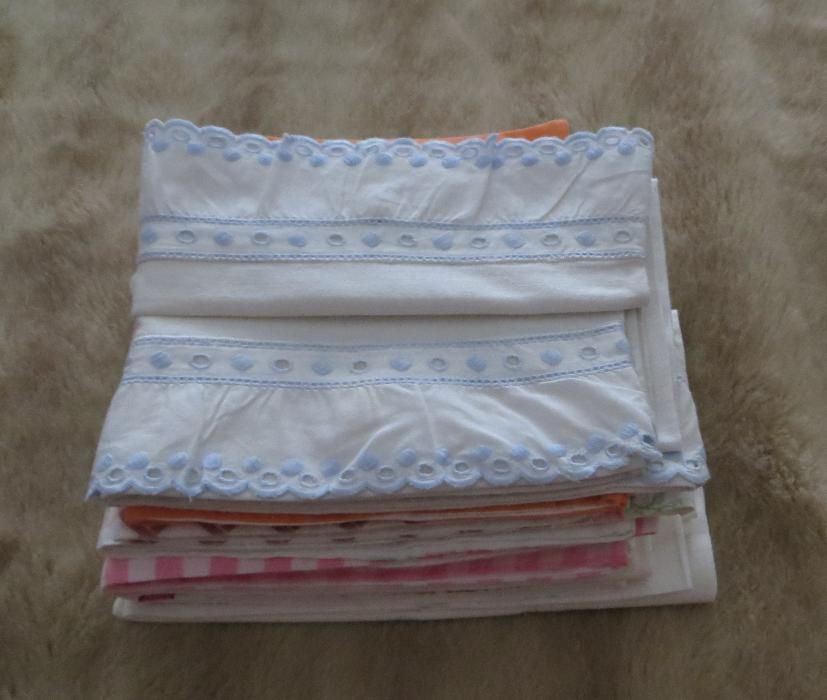 fronhas p/ Almofadas berço, em algodão e linho - Lote de 8