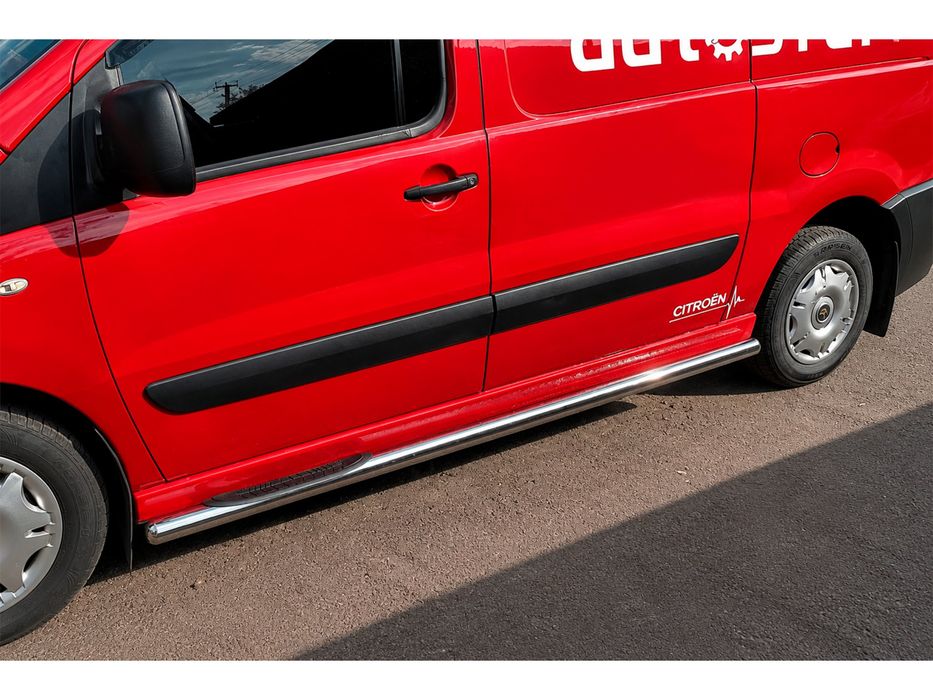 Citroen Jumpy 2007-2017 рр. Бічні труби (2 шт., нерж) Ø70, на довгу базу