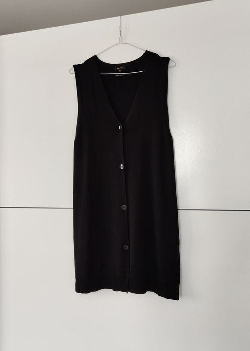 Kamizelka Massimo dutti 36 S czarna wiskozowa długa na guziki