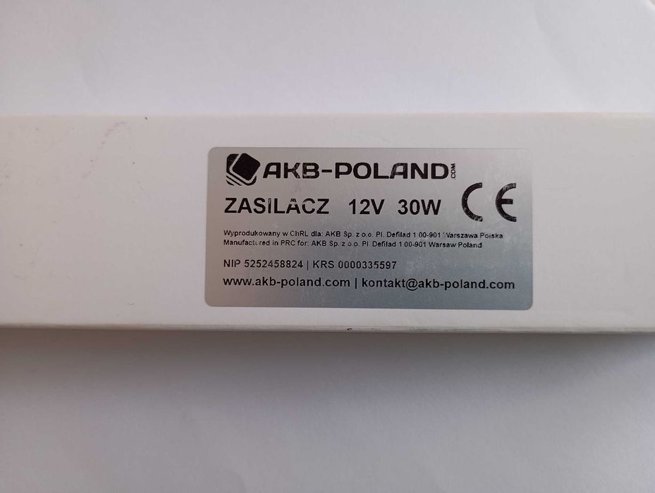 ZASILACZ 12V 30W LED Wodoodporny Hermetyczny Do Taśm MONO RGB IP67 WĄSKI