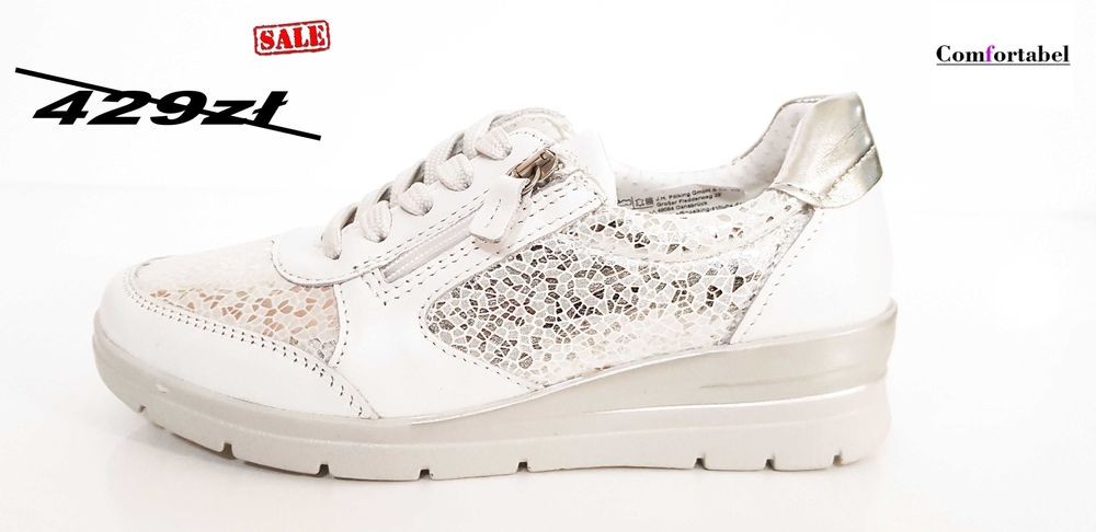 Półbuty damskie Comfortabel skóra białe sport komfort r 37,38,39,40,41