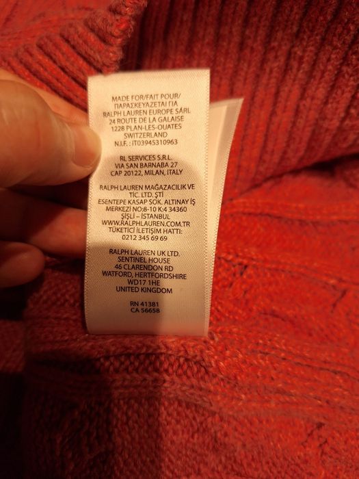 Ralph Lauren, męski sweter warkocz, r. S