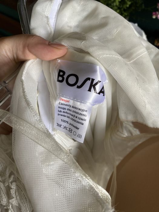 Suknia ślubna księżniczka boho mieniąca się Boska M/L rękawki tiulowe