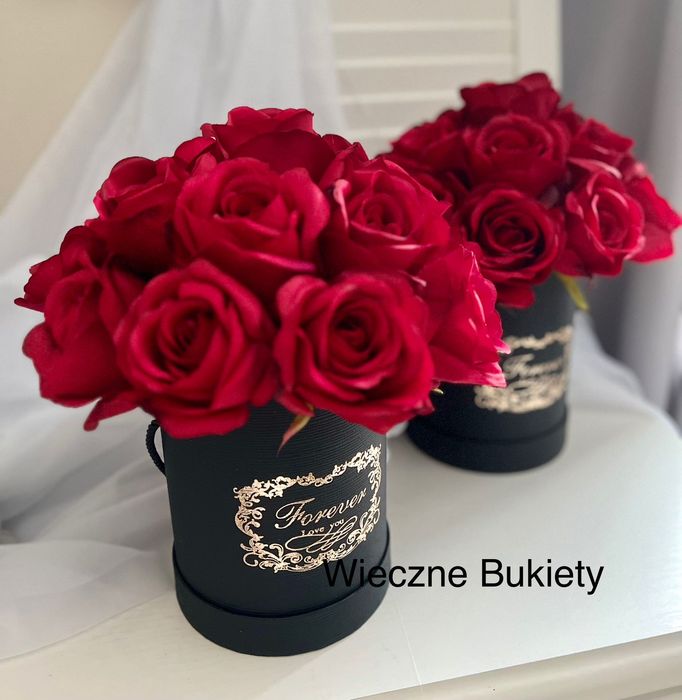 Dzień Mamy Flower box bukiet Róże czerwone jedwab prezent