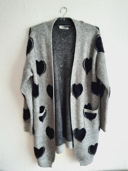 Vinceotto Alpaka Nowy długi szary kardigan gruby ciepły sweter plaszcz