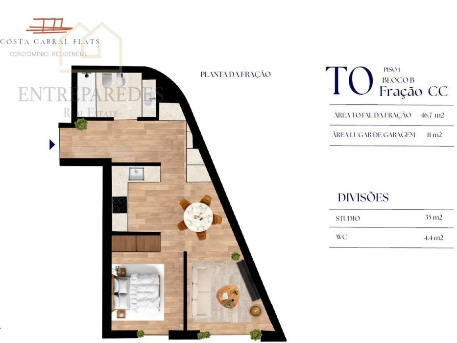 Apartamento T0+1 próximo as universidades, para comprar no Porto