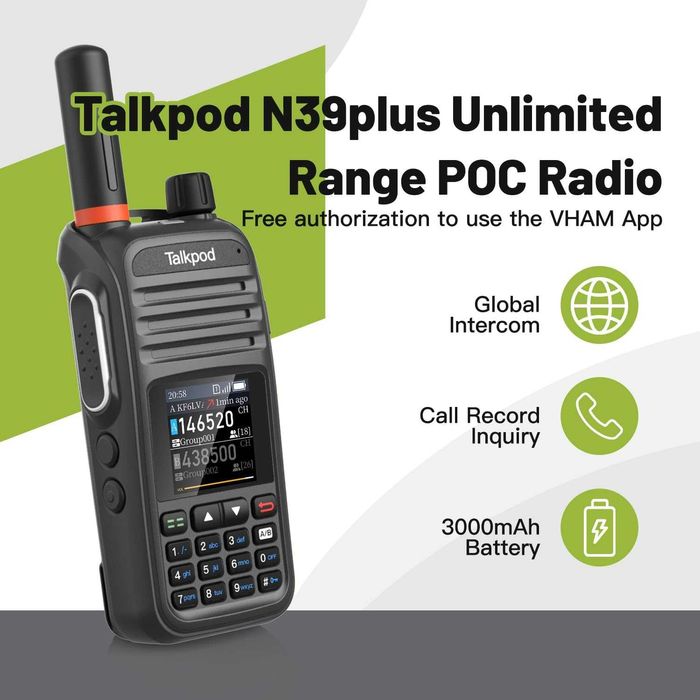 Talkpod N39plus, szybki radiotelefon, nieograniczony zasięg, radiotelefon PoC