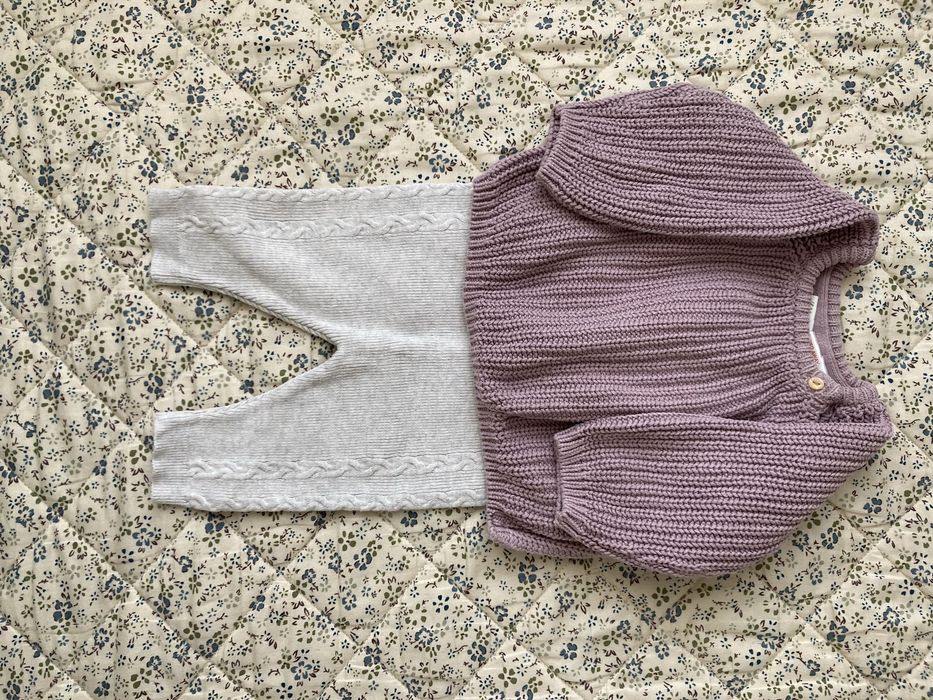 Вʼязаний комплект 3-6 місяців, светр H&M, штанішки Tu