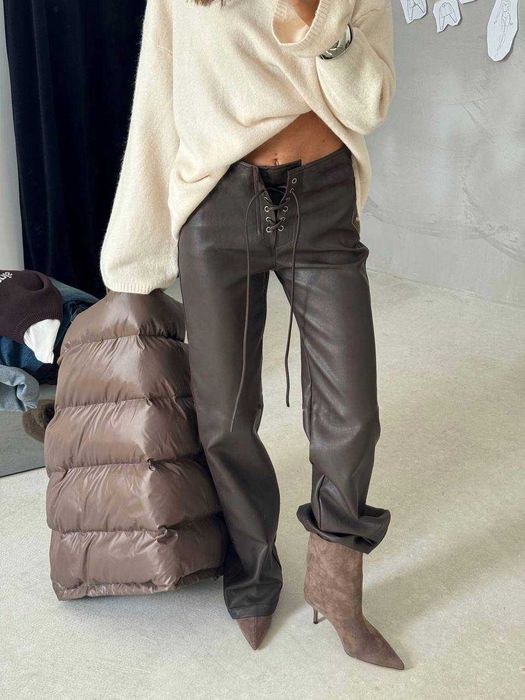 Шкіряні штани жіночі весняні/Штаны женские экокожа весна мод 434