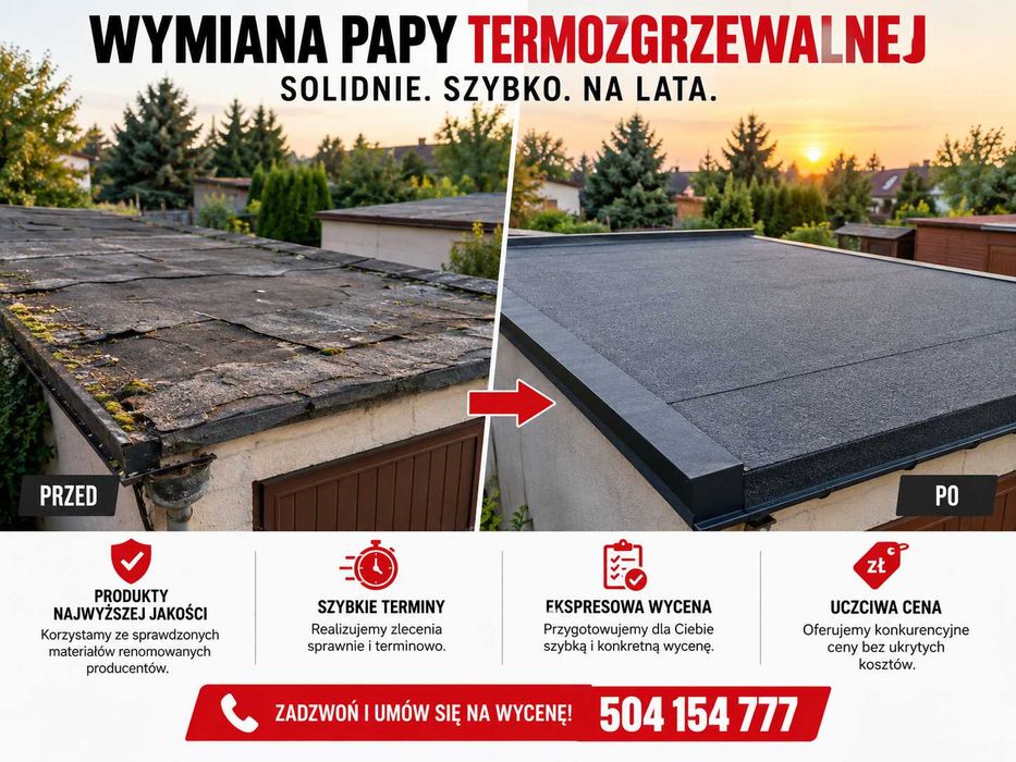 Krycie dachu papą . Dekarz