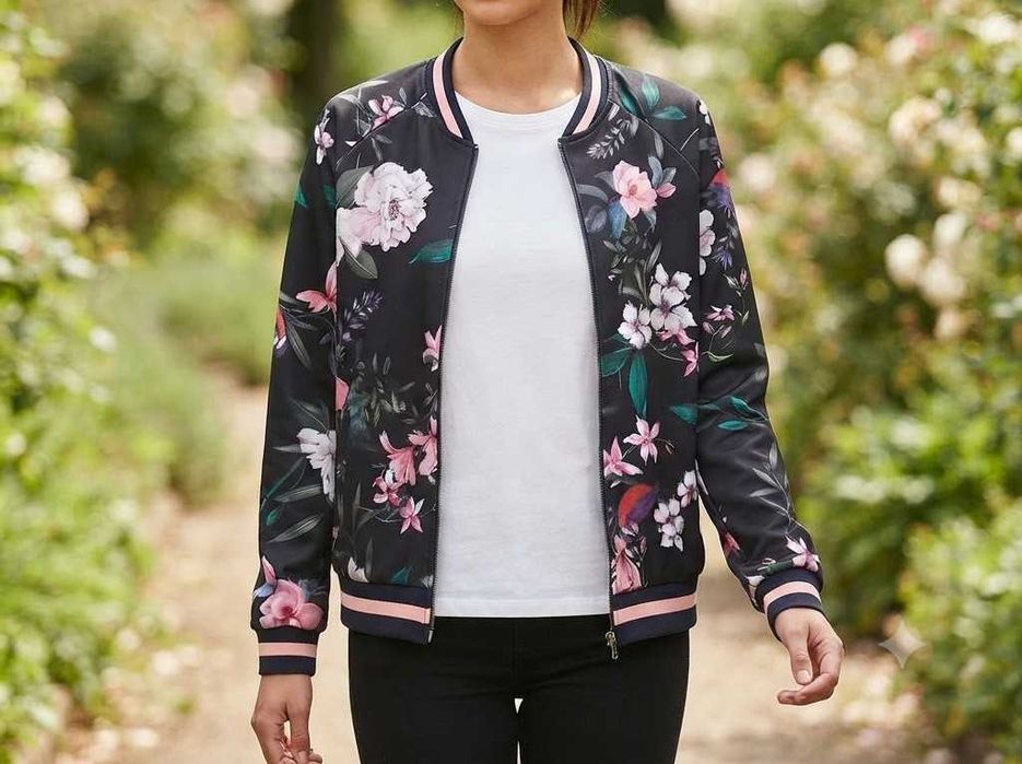 Bluza Kurtka Narzutka damska Bomberka Wzory Kwiaty House - S / 36