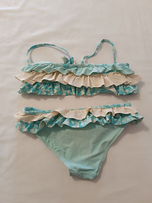 Bikini Azul com Folhos. Menina 7 a 8 Anos. B com B