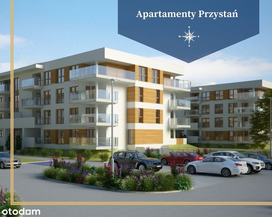 Apartamenty Przystań Olecko, 58 m², Sypialnia, Salon, Garderoba, Taras