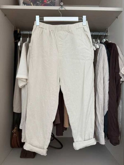 Spodnie kremowe wiskoza len