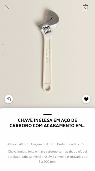 Chave Inglesa Em Aço De Carbono Zara Home NOVO