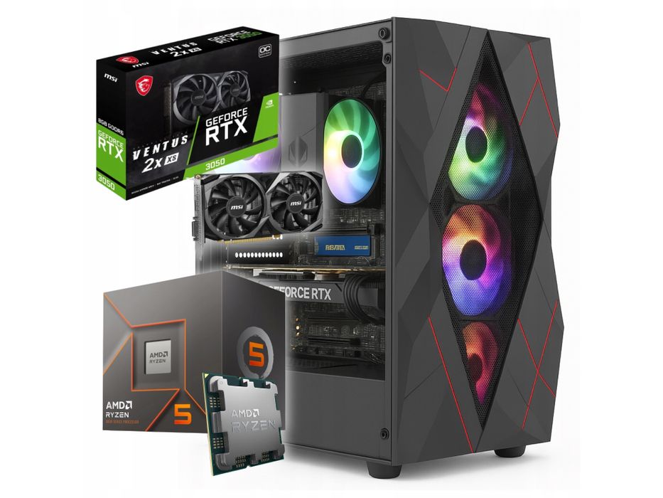 komputer gamingowy bsg amd ryzen 5 16gb ddr5 512ssd rtx3050 win11