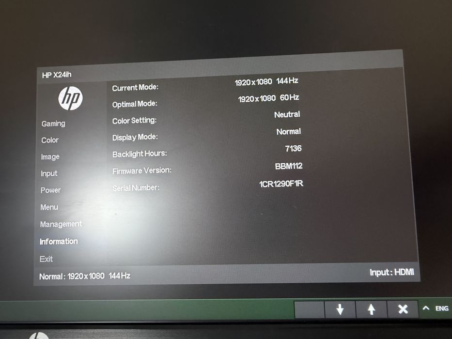 Ігровий монітор HP X24ih 1080p 144hz