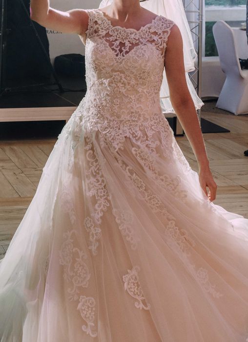 Suknia ślubna Mori Lee, kolor ecru, rozm. XS/S + welon