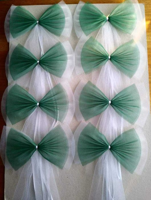 Komplet kokardek 4szt dekoracja na samochód, ogrodzenie, ślub