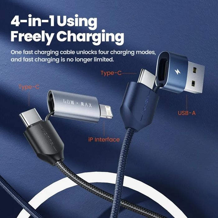 4 в 1 универсальный кабель тайп си / lighting / usb pd  power delivery