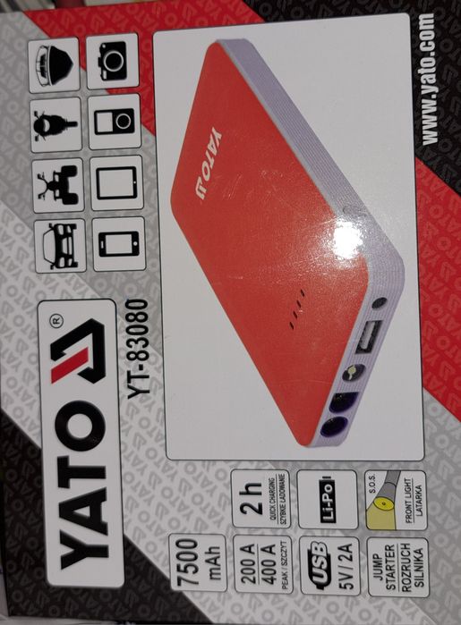 Yato starter rozruch silnika 7500 powerbank mAh 200A/400A