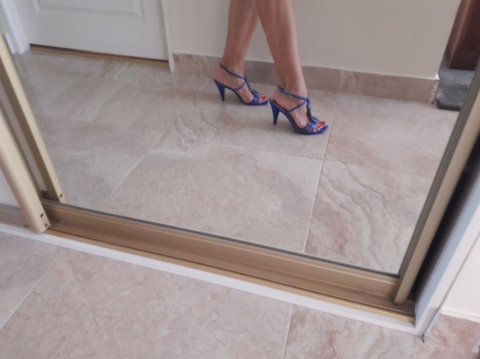 Buty sandałki szpilki 37 niebieskie chabrowy