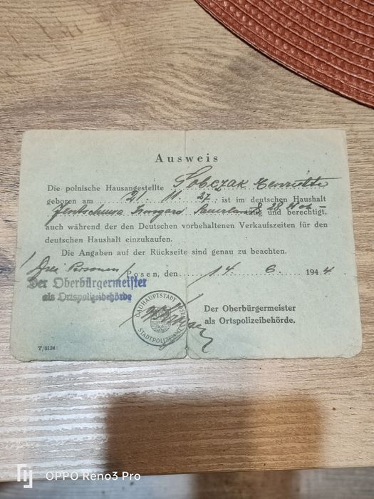 Ausweis Posen Dowód uprawniajacy do robienia zakupow