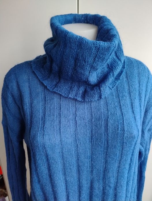Mango suit M L sweter golf 27% moher niebieski chabrowy