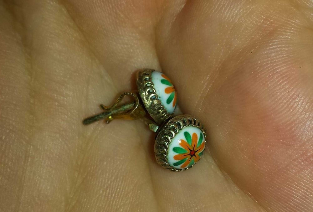 Серёжки СССР финифть серьги гвоздики пусеты