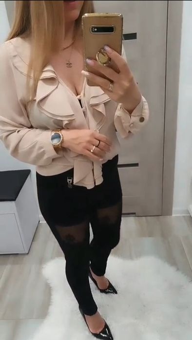 Koszula falbana beżowa