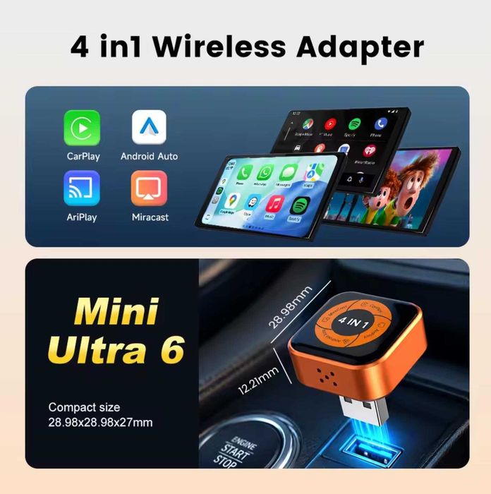 Carlinkit Mini Ultra 6 - Адаптер беспроводного CarPlay / Android / Mirror