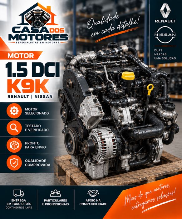 Motor 1.5 DCI K9K Renault Nissan 12 Meses Garantia
