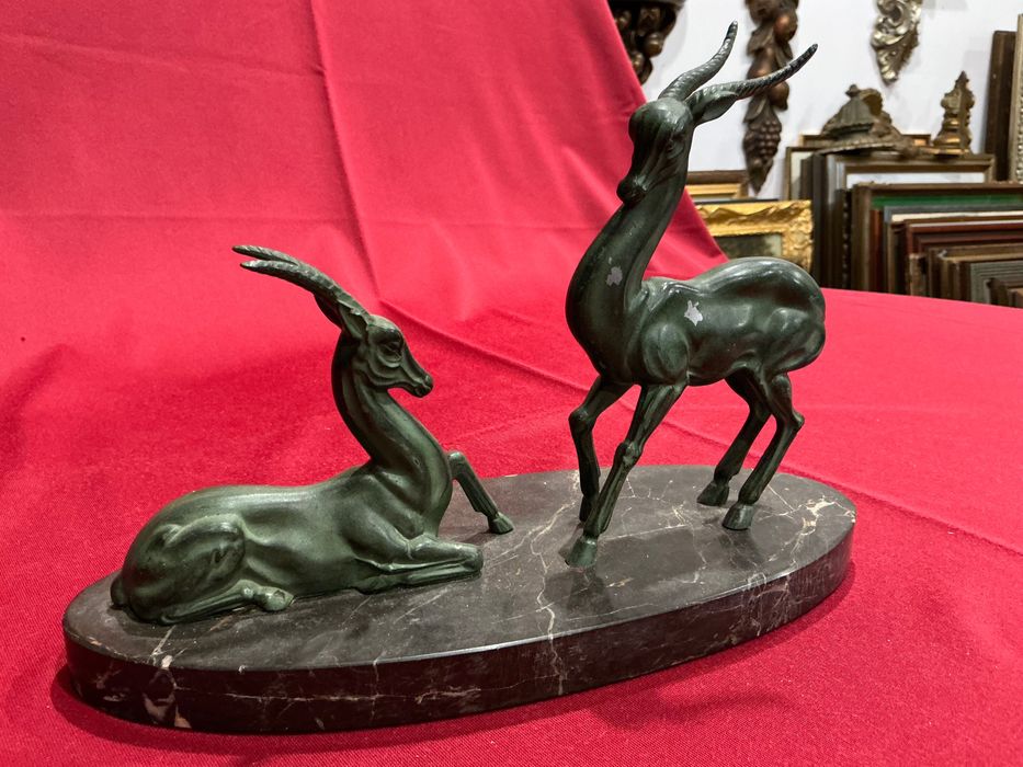 Pisa papéis escultura veados meta mármore c 27x19 cm,   Anúncios abaixo