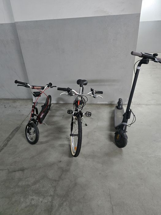Trotinete eletrica, trotinete normal e bicicleta criança roda 24