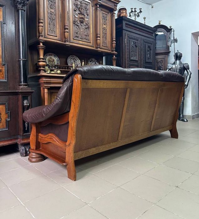 Шкіряний диван на дубовому каркасі кожа дерево 3777