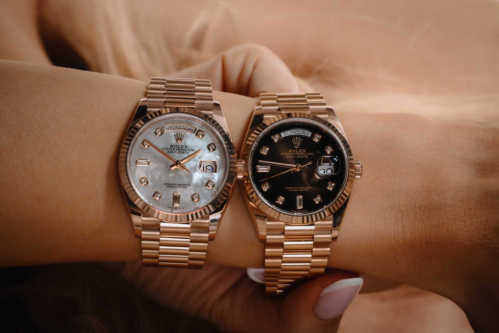 Zegarek Rolex Day Date 36 z diamentami Masa perłowa