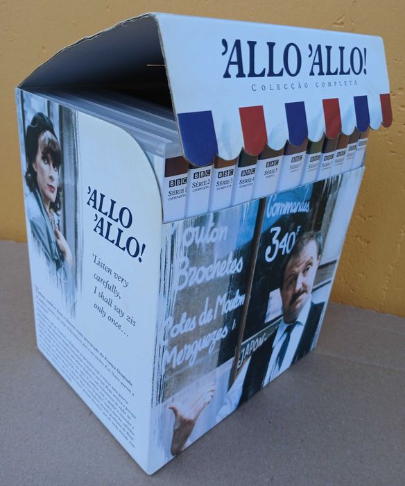 Caixa decorativa com 23 DVDs da série «'Allo 'Allo!» (edição da BBC) — todos os episódios de todas as temporadas (85 episódios)!