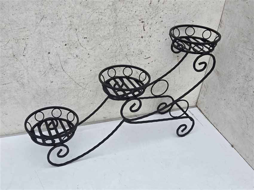 KWIETNIK STALOWY NA 3 kwiaty doniczki czarny