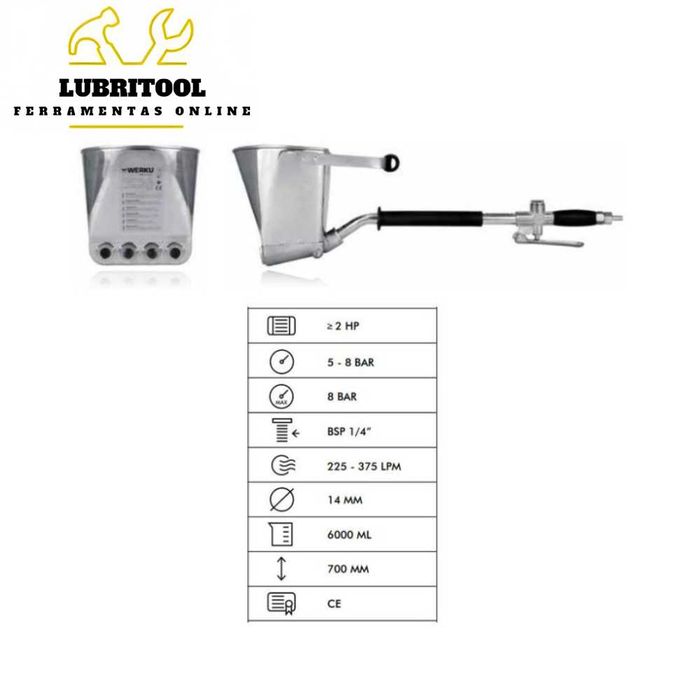 WERKU Pulverizador Cimento Estuque 14mm 6L WK029005 | NOVOS