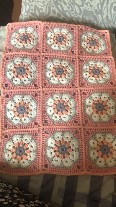 Kwadrat "babuni", pled, poduszka, narzuta, kocyk do wózka , 36 x 48 cm