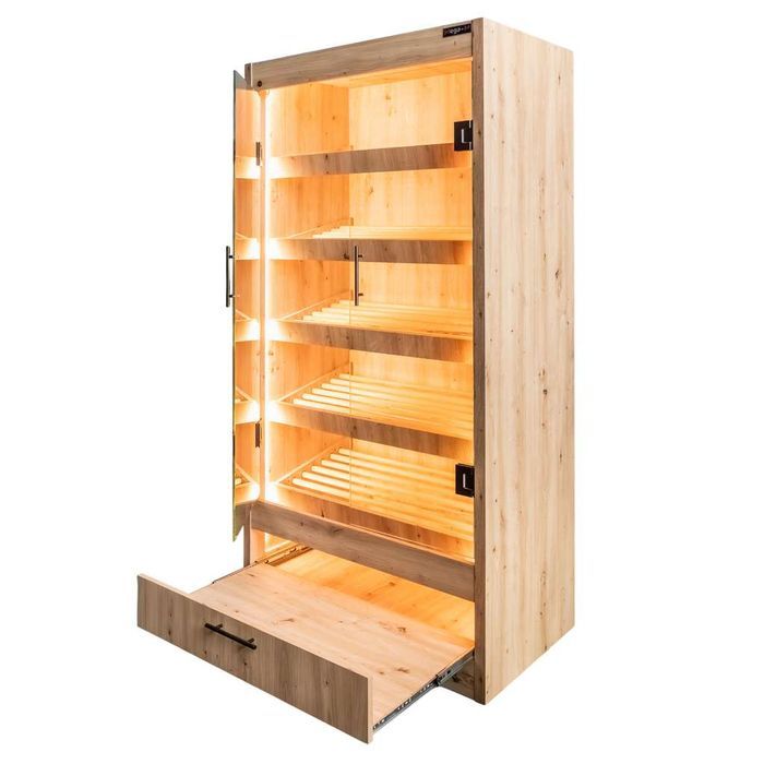 Regał na pieczywo MEGA-M 100x58x205 z szybą LED dąb artisan - od ręki